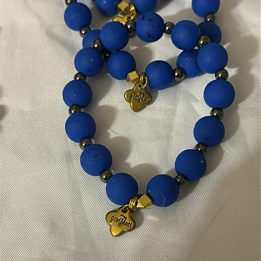 Girl’s Gem Jams by Erimish stretch bead bracelet blue black Deep Sea Kids Sticky